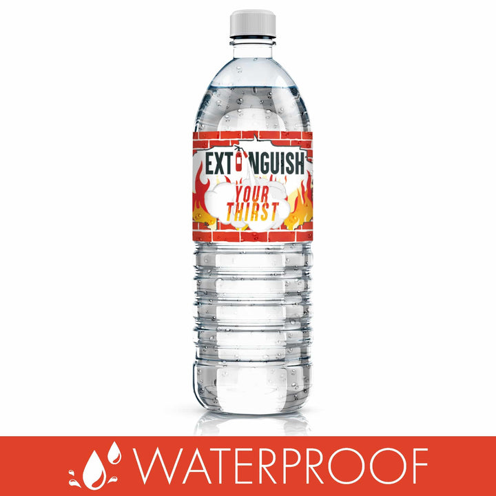 Firefighter - Kid's Birthday - Water Bottle Labels - 24 Waterproof Stickers