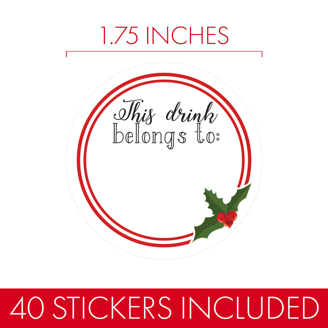 Christmas Cheer: Christmas Party - Drink Name Labels - 40 Tag Stickers