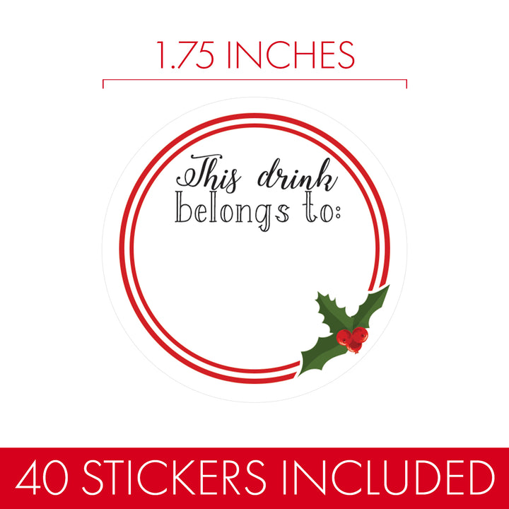 Christmas Cheer: Christmas Party - Drink Name Labels - 40 Tag Stickers