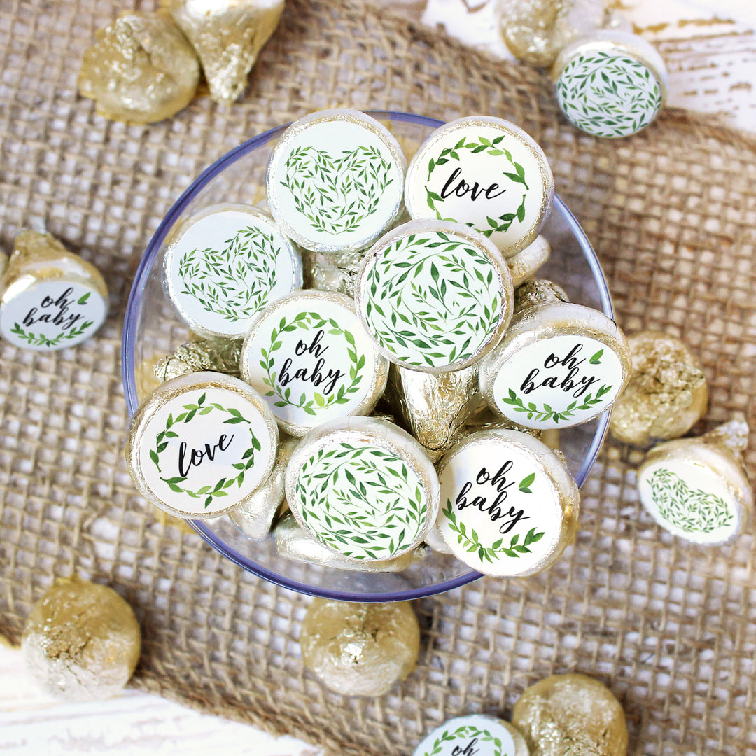 Greenery: Baby Shower Favor Stickers - 180 Stickers