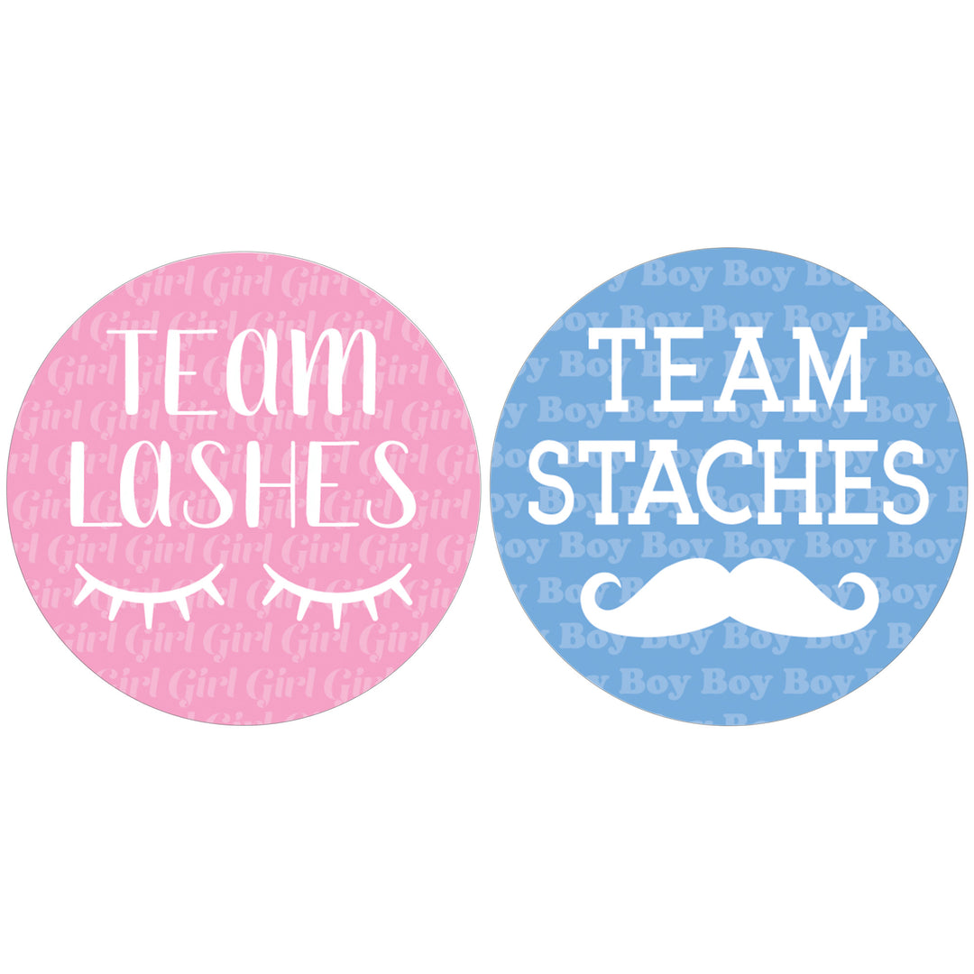 Gender Reveal Party: Lashes or Staches - Team Boy or Girl Voting Stickers - Baby Shower -  40 Stickers