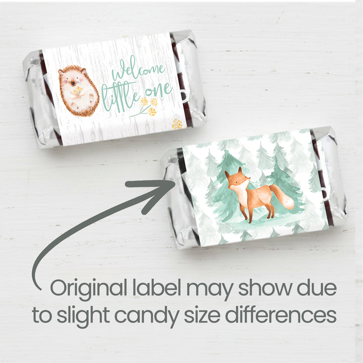 Watercolor Woodland Baby Shower Mini Candy Bar Wrappers - 42 Count