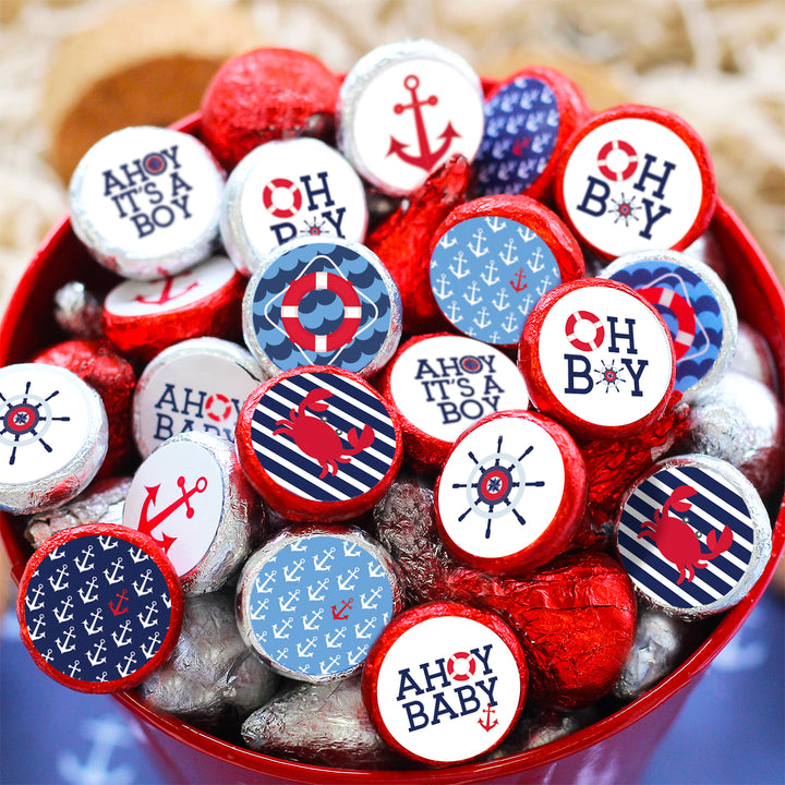 Ahoy It's a Boy: Baby Shower- Favor Stickers - Fits on Hershey's Kisses - 180 Stickers