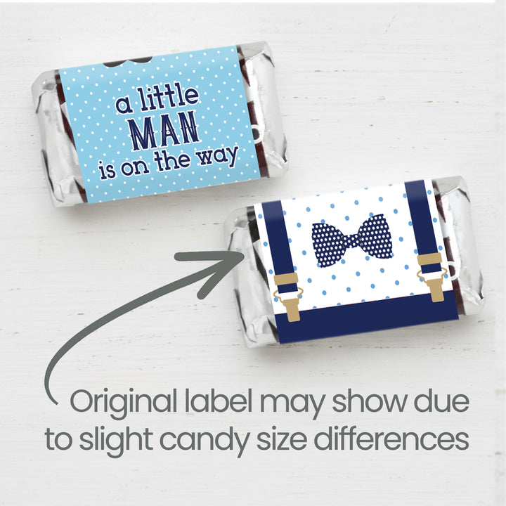 Little Man: Baby Shower - Mini Candy Bar Stickers - Boy, Bowtie - 42 Stickers