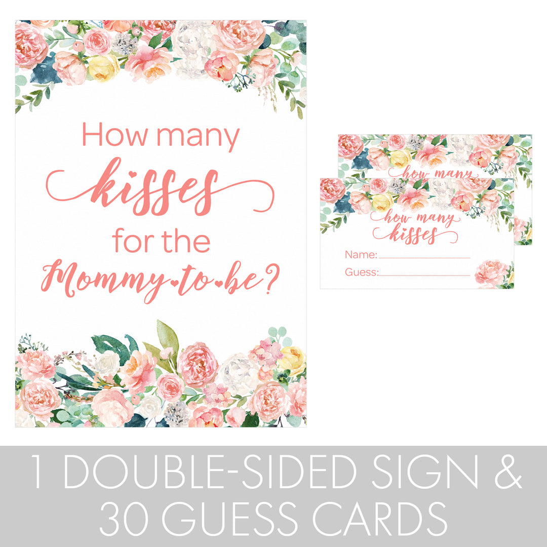 Floral How Many Kisses Baby Shower Game