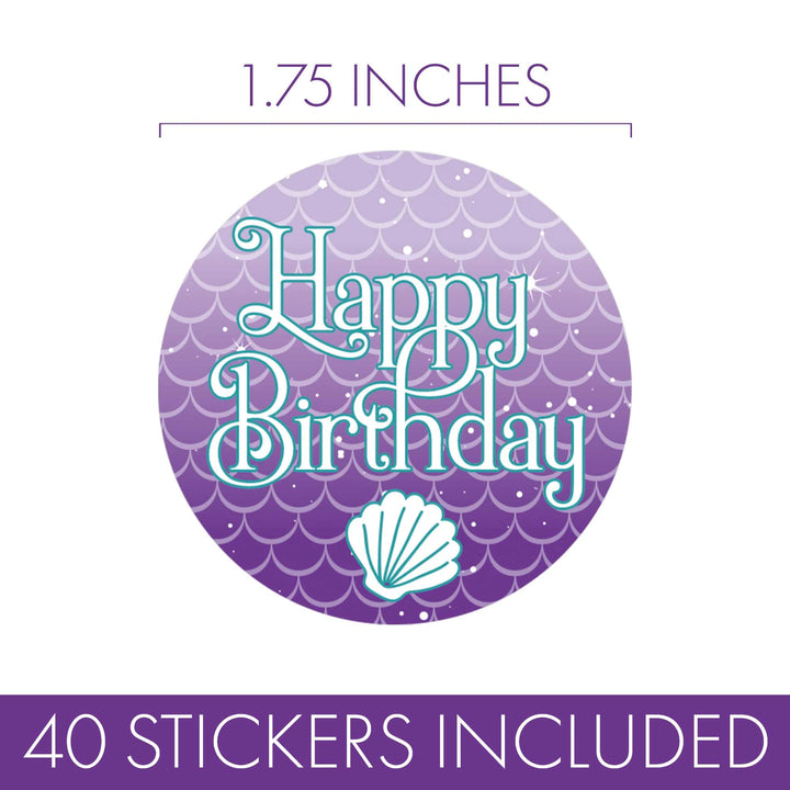 Mermaid: Party Your Tail Off - Kid's Birthday -  Round Labels - 40 Stickers