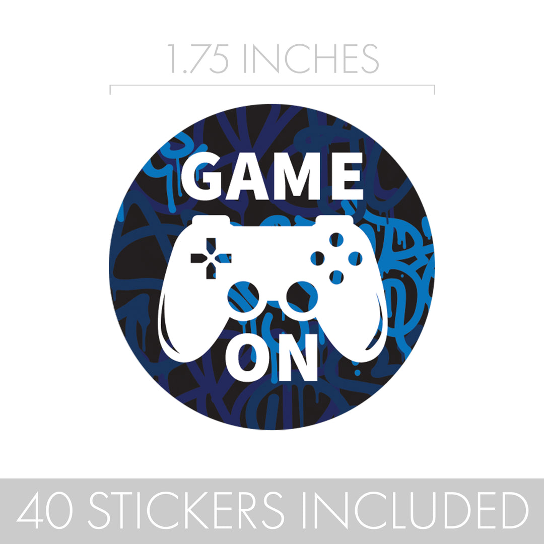 Video Gamer - Kid's Birthday - Round Party Favor Stickers - 40 Stickers
