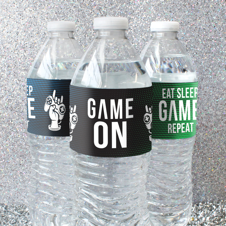 Video Gamer - Kid's Birthday - Water Bottle Labels - 24 Waterproof Stickers