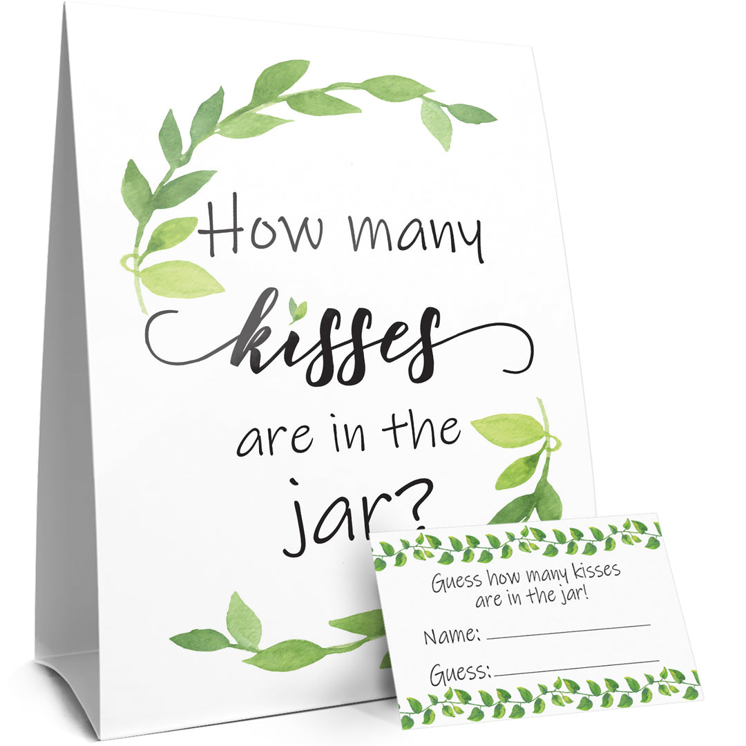 Greenery: Baby Shower, Anniversary, Bridal Shower -  How Many Kisses Game