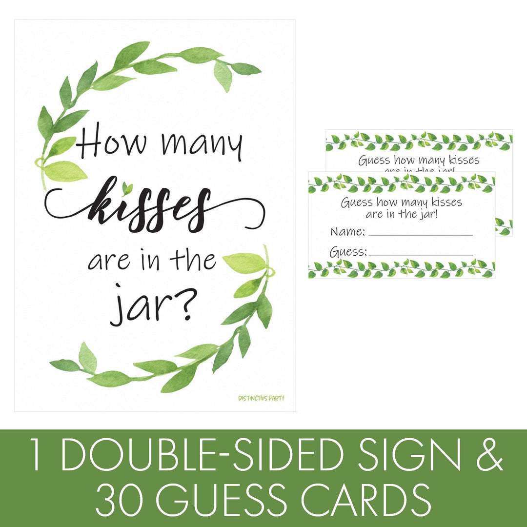 Greenery: Baby Shower, Anniversary, Bridal Shower -  How Many Kisses Game