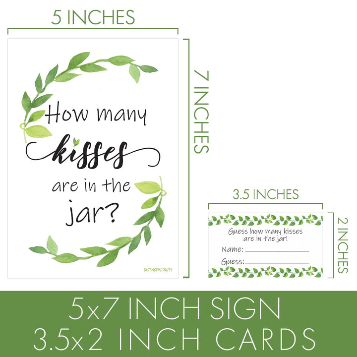 Greenery: Baby Shower, Anniversary, Bridal Shower -  How Many Kisses Game