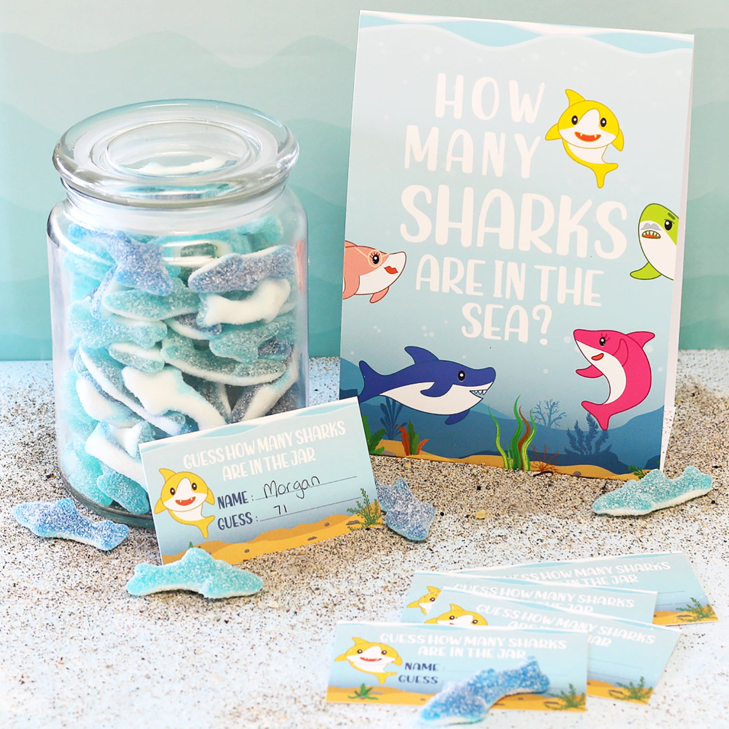 How Many Candy Sharks Party Game: Kid's Birthday - Distinctivs Party