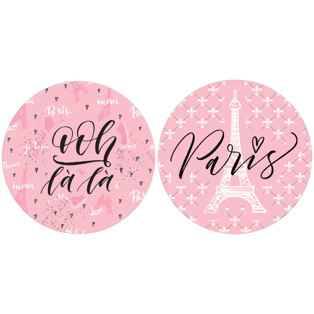 París en rosa: cumpleaños infantil - Etiquetas redondas para regalos - 40 pegatinas