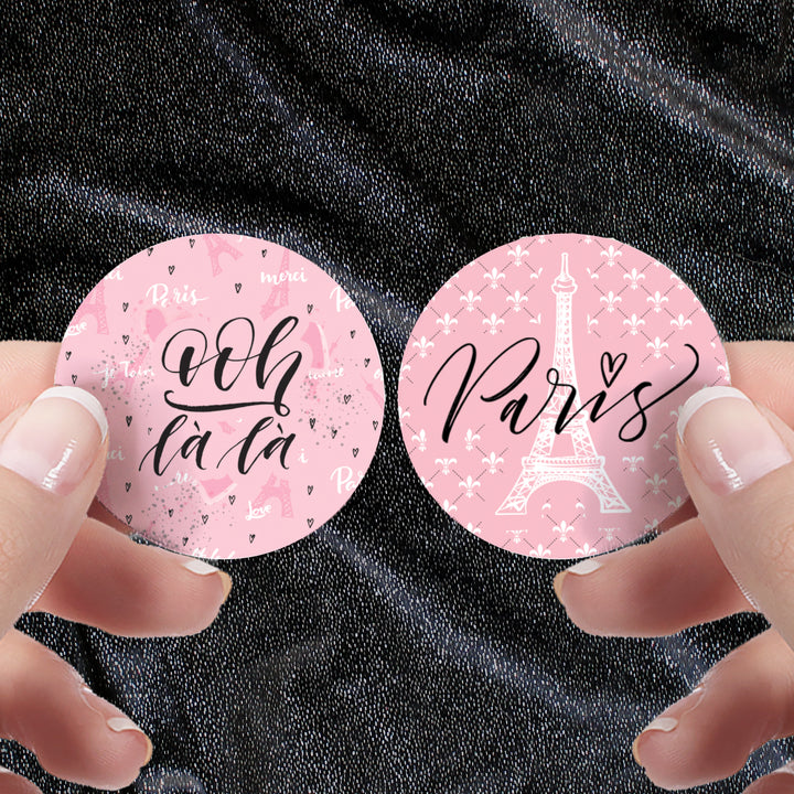 Paris in Pink: Kid's Birthday - Favor Round Labels - 40 Stickers