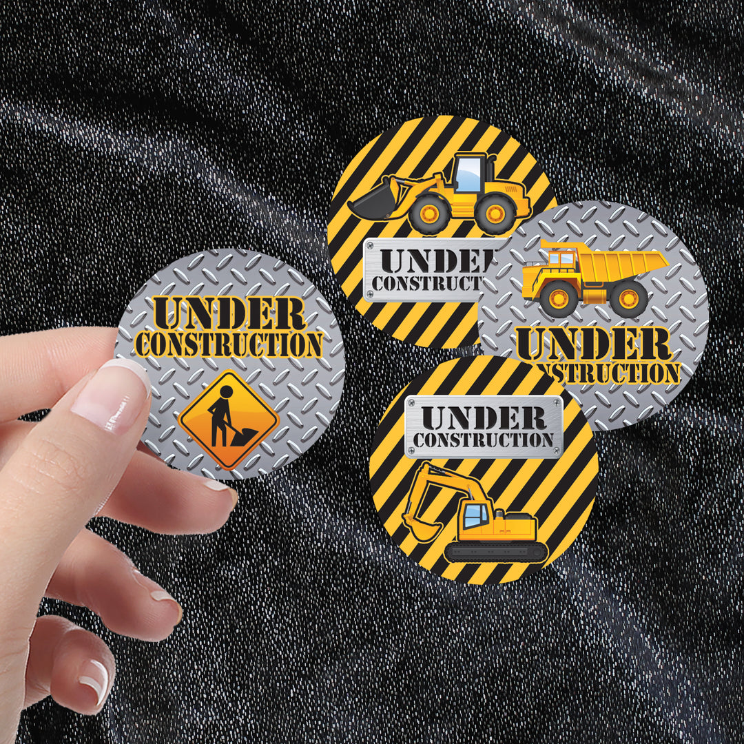 Under Construction: Kid's Birthday - Round Party Labels - 40 Stickers