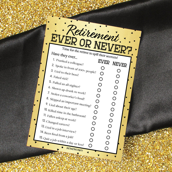 Retirement: Black and Gold -  Party Game Bundle, 4 Games for 20 Players - 40 Dual Sided Cards