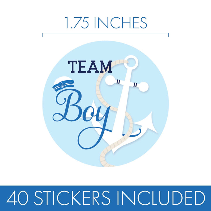 Ahoy Little Sailor: Baby Gender Reveal Party -Team Boy or Team Girl Stickers - 40 Stickers - Distinctivs Party