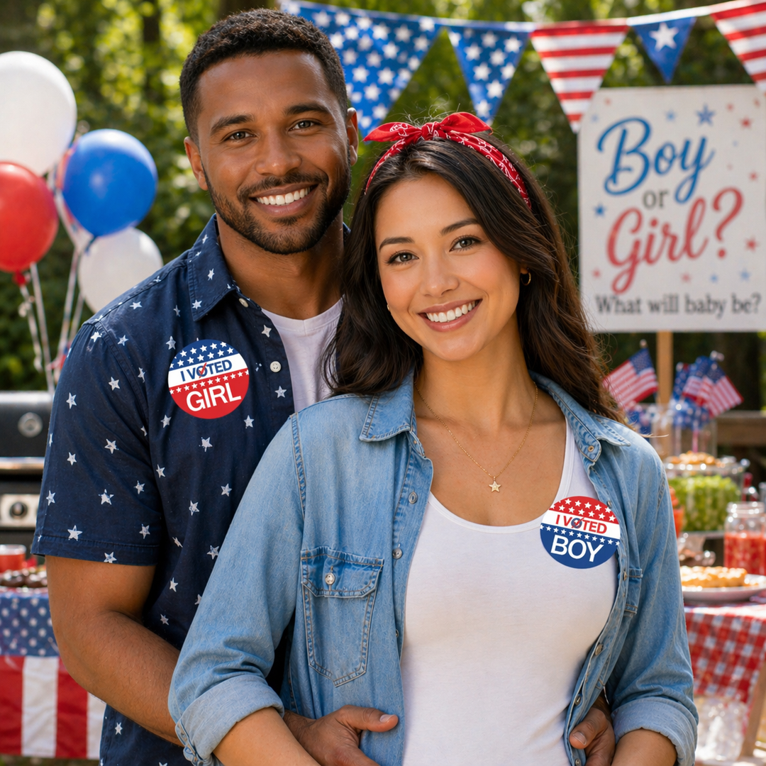 Patriotic: Baby Gender Reveal Party - Vote Boy or Girl Stickers - 40 Stickers
