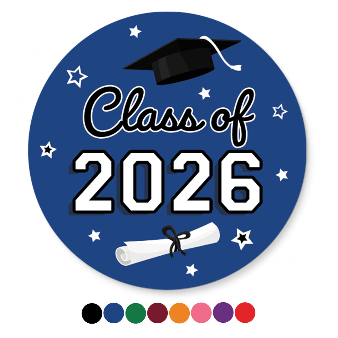 Class of 2026 Graduation Party Favor Stickers – 1.75” Round Labels (40 Count)