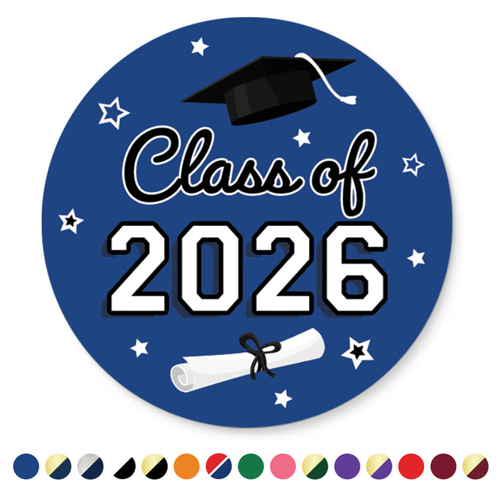 Class of 2026 Graduation Party Favor Stickers – 1.75” Round Labels (40 Count)