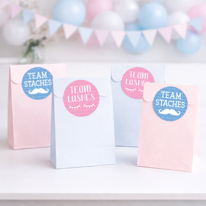 Gender Reveal Party: Lashes or Staches - Team Boy or Girl Voting Stickers - Baby Shower -  40 Stickers