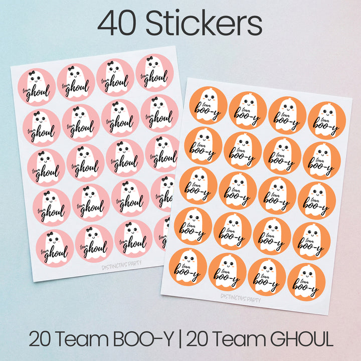 Halloween Gender Reveal Party: Little Boo - Fall Orange Team Boo-y or Pink Team Ghoul Voting Stickers - 40 Stickers