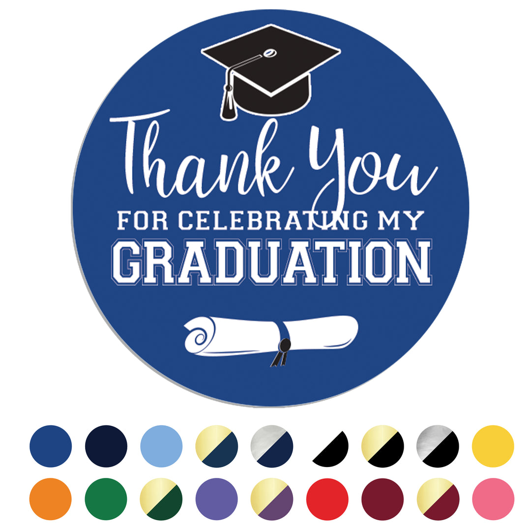 Clase de fiesta de graduación de 2024: etiquetas adhesivas de agradecimiento, 11 colores escolares, 40 pegatinas