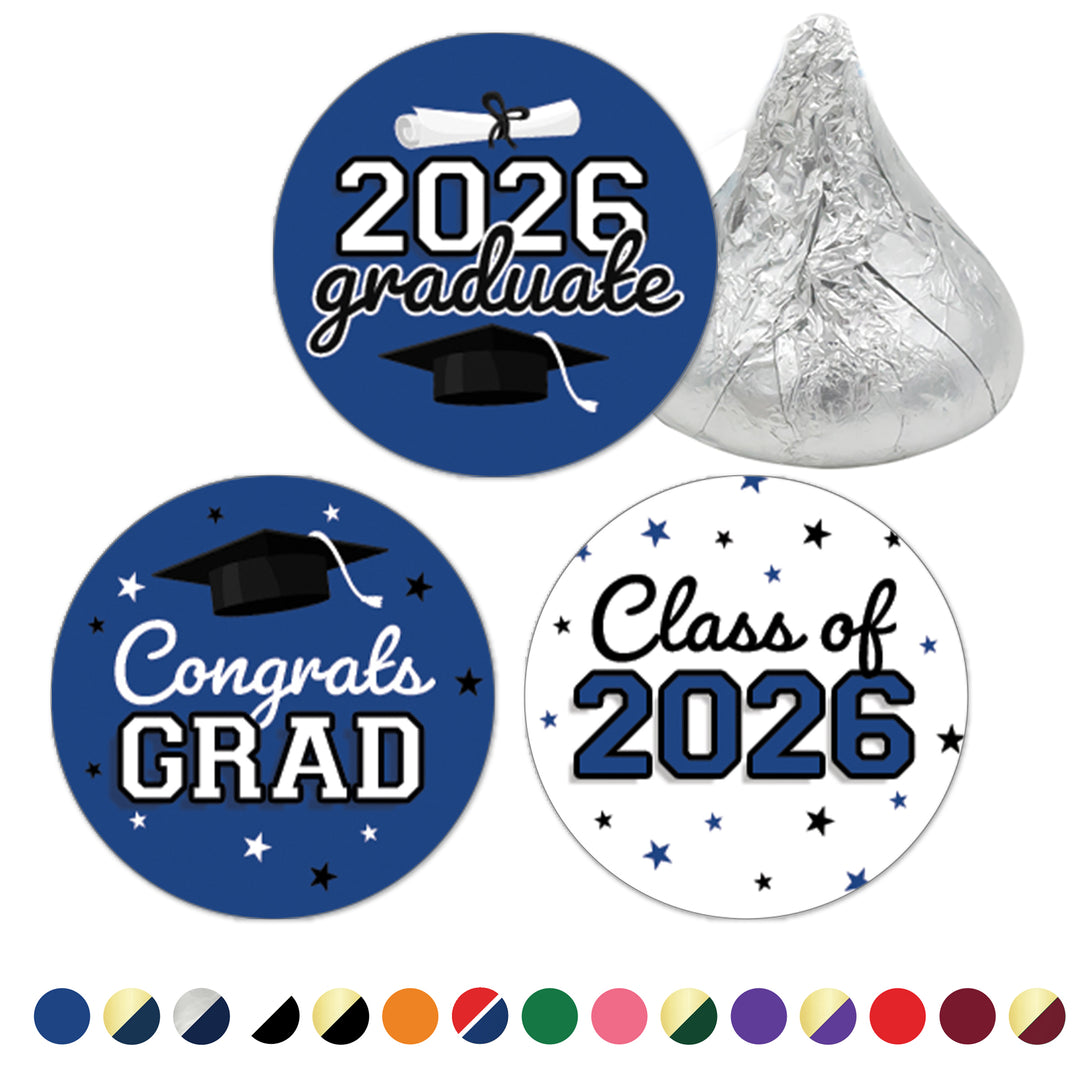 Class of 2026 Graduation Candy Favor Stickers - Fits on Hershey® Kisses - 216 Count