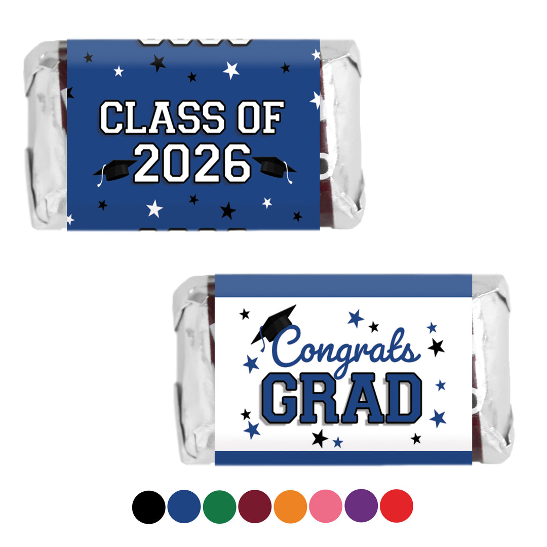 Graduation Candy Wrapper Stickers Class of 2026 – Mini Chocolate Bar Party Favors (42 Count)