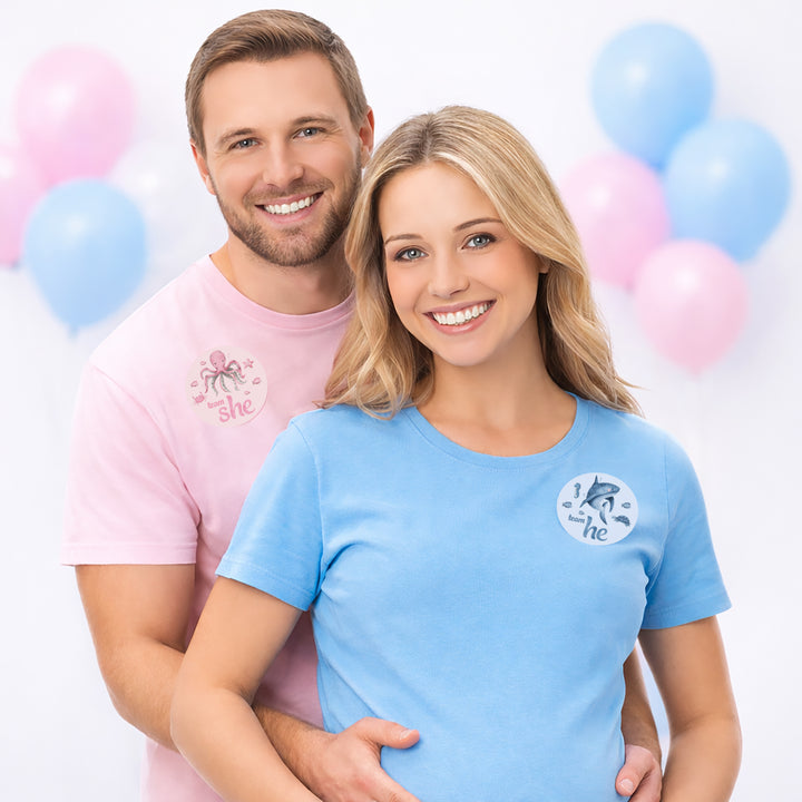 Under the Sea: Gender Reveal Party - Team He or Team She - 40 Stickers