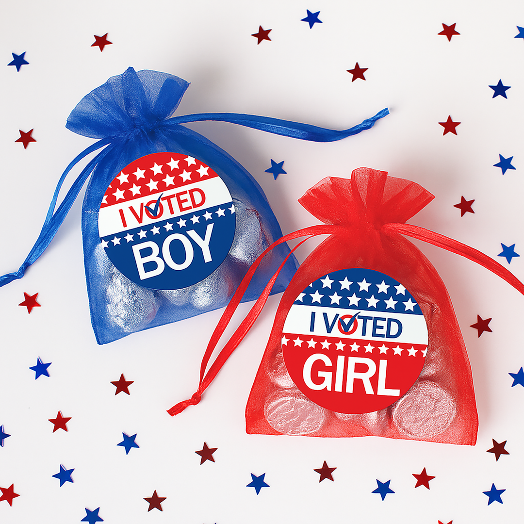Patriotic: Baby Gender Reveal Party - Vote Boy or Girl Stickers - 40 Stickers