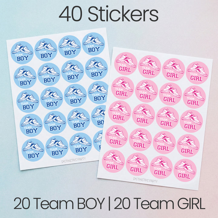 Sneakers: Gender Reveal Party - Team Boy or Team Girl - 40 Stickers