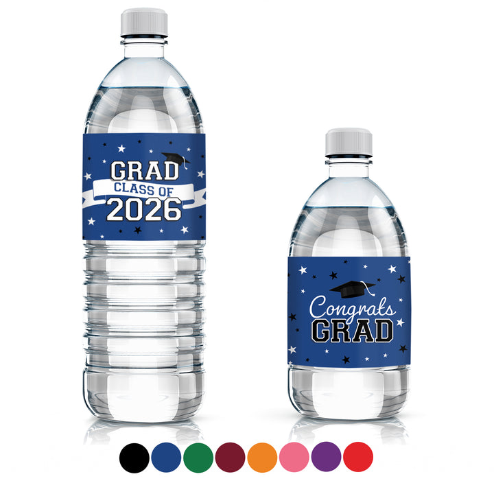 Graduation Water Bottle Labels 2026 – Waterproof Class of 2026 Party Drink Wrappers (20 Stickers)