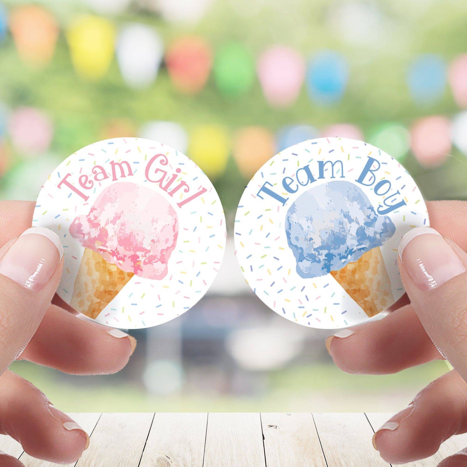 What’s the Scoop: Ice Cream- Gender Reveal Party - Team Boy or Girl - Voting Stickers - 40 Stickers - Distinctivs Party