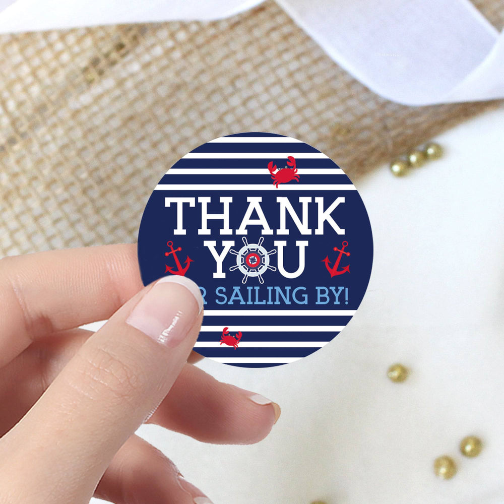 Ahoy It’s a Boy: Baby Shower - Thank You Stickers - 40 Stickers - Distinctivs Party