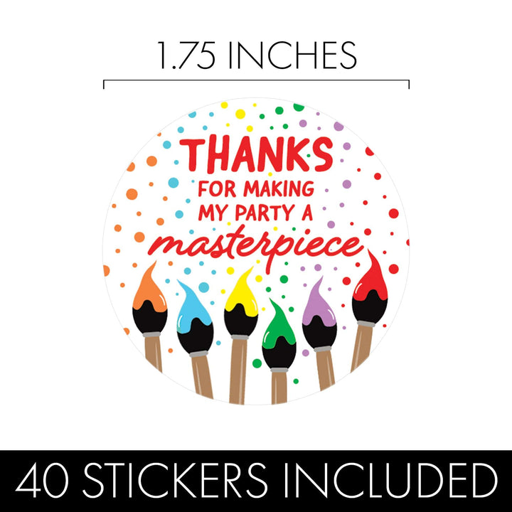 Art & Painting: Kid's Birthday -  Thank You Labels - Paint and  Party - 1.75 in. - 40 Stickers