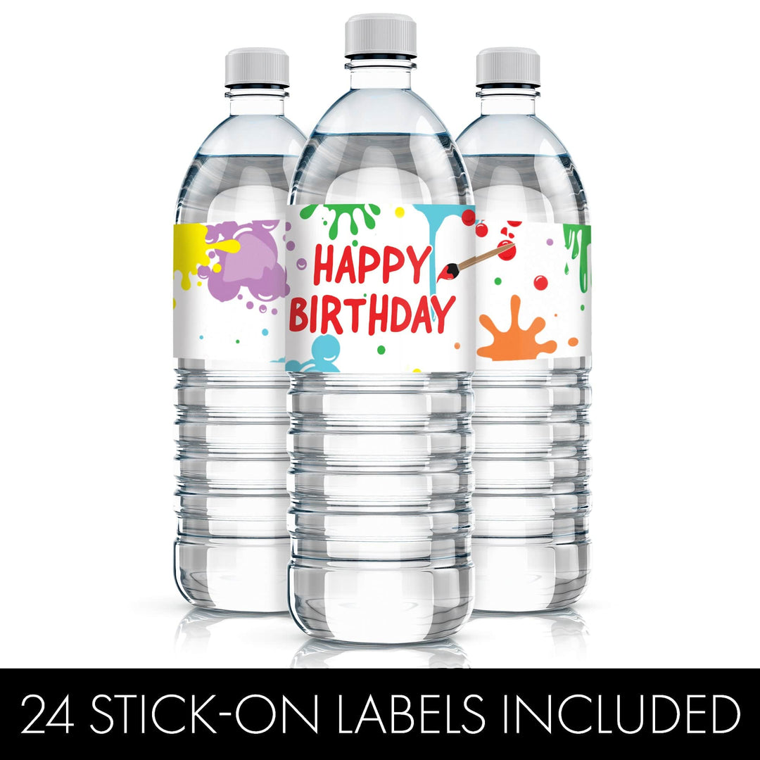 Art & Painting: Kid's Birthday -  Water Bottle Labels - 24 Waterproof Stickers