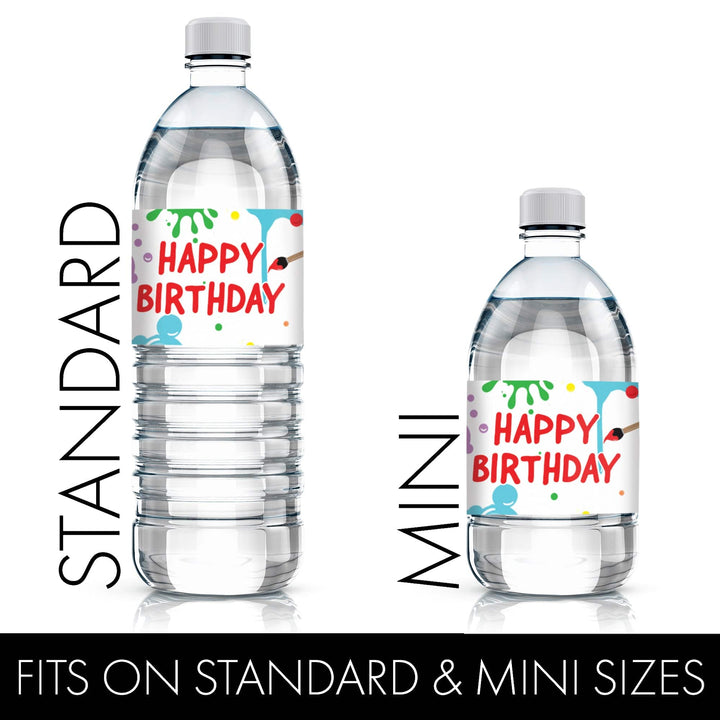 Art & Painting: Kid's Birthday -  Water Bottle Labels - 24 Waterproof Stickers