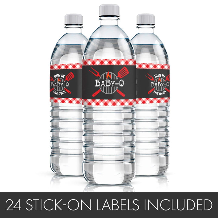 Baby-Q: Summer Barbecue Baby Shower - Water Bottle Labels - 24 Waterproof Stickers