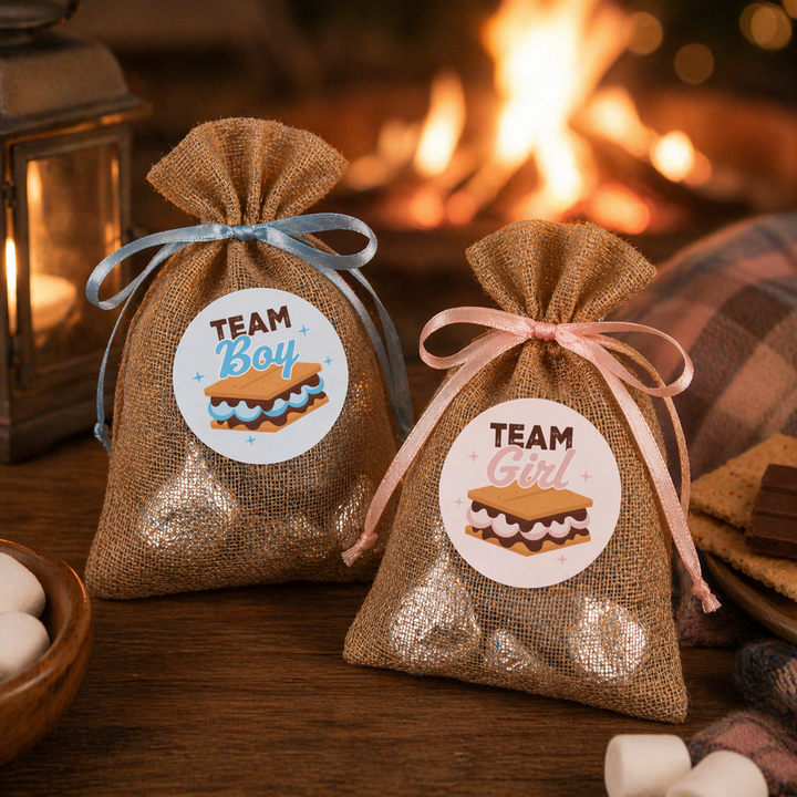 Smore Love: Gender Reveal Party - Girl or Boy  - 40 Stickers