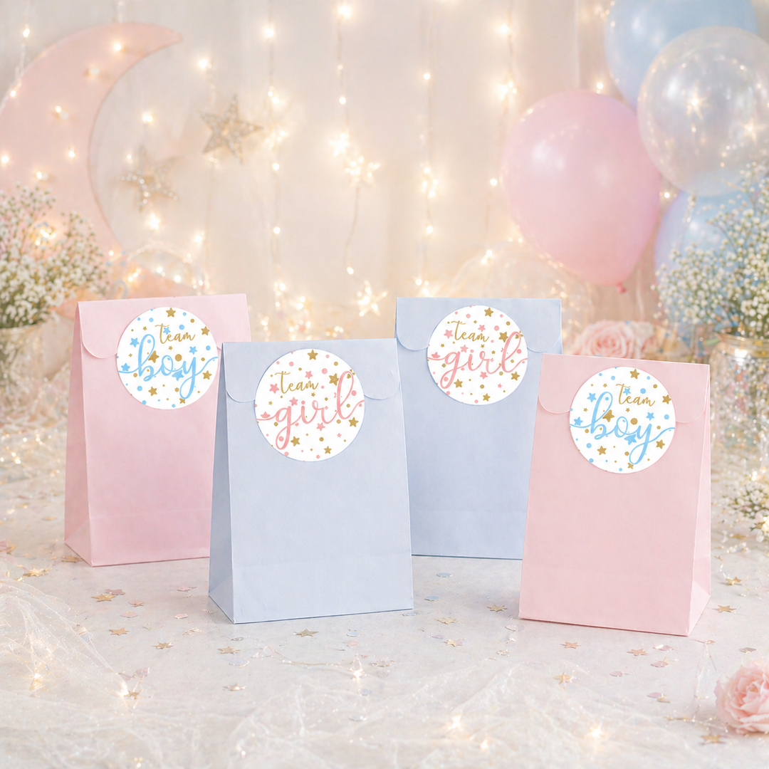 Twinkle Twinkle Little Star Gender Reveal Party - Team Boy or Girl - 40 Stickers