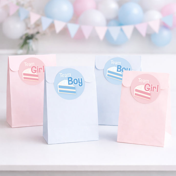 Cake Slice: Gender Reveal Party - Girl or Boy - 40 Stickers