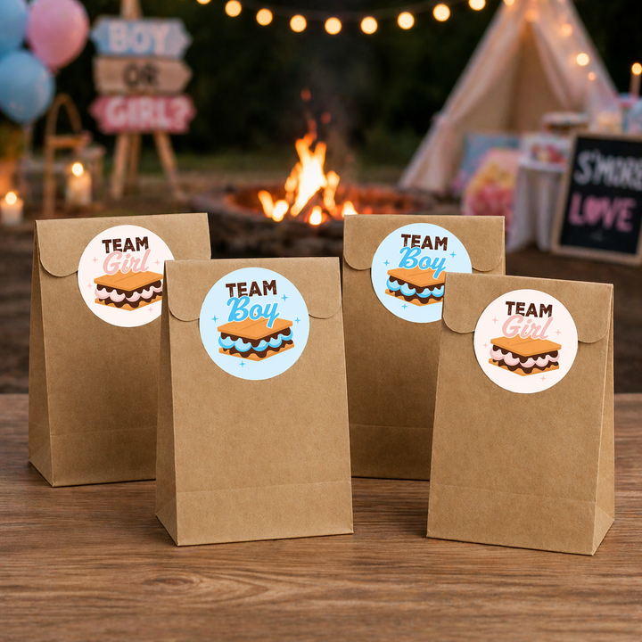 Smore Love: Gender Reveal Party - Girl or Boy  - 40 Stickers