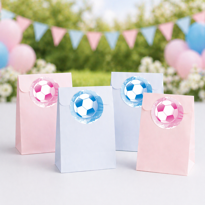 Soccer: Gender Reveal Party - Pink or Blue - 40 Stickers