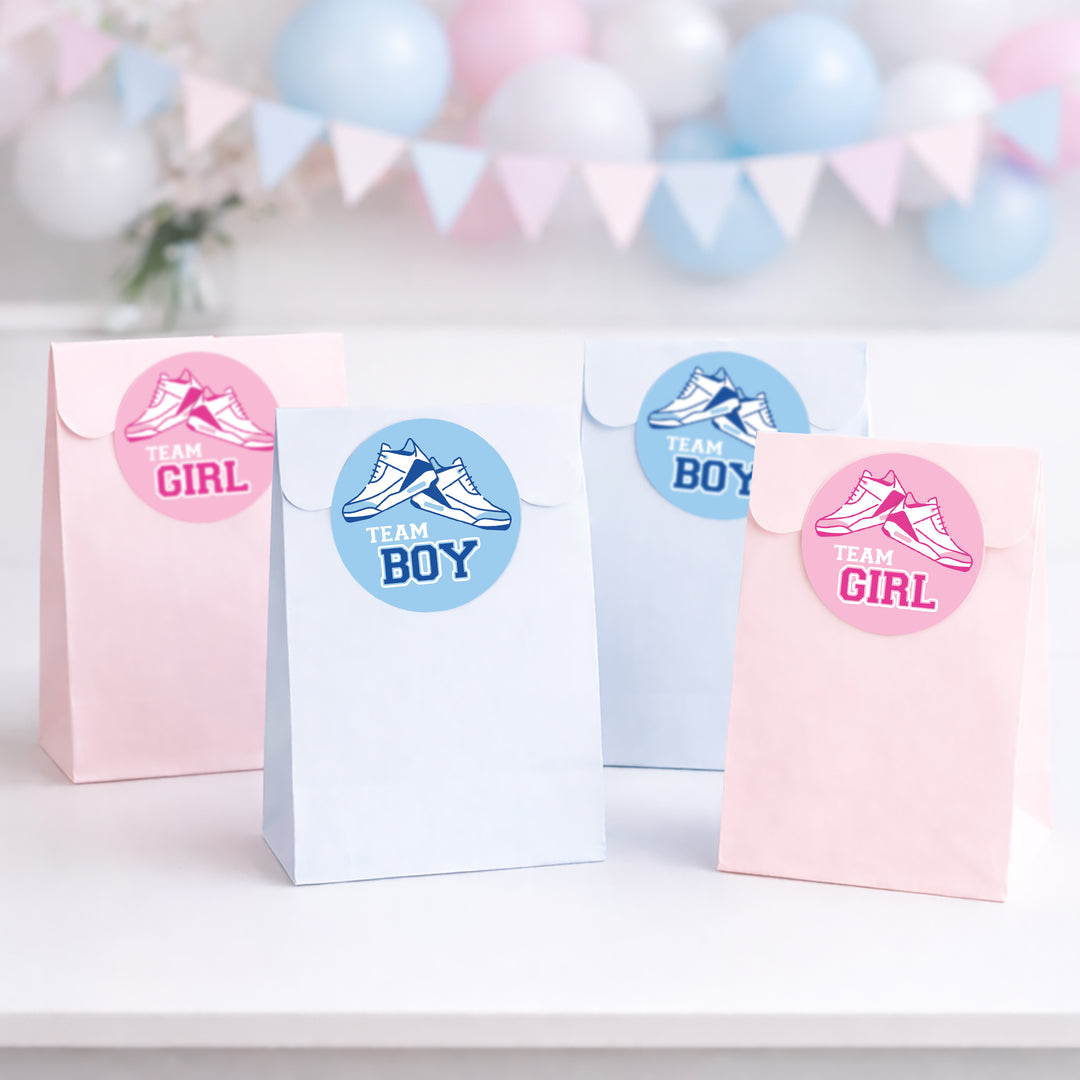 Sneakers: Gender Reveal Party - Team Boy or Team Girl - 40 Stickers