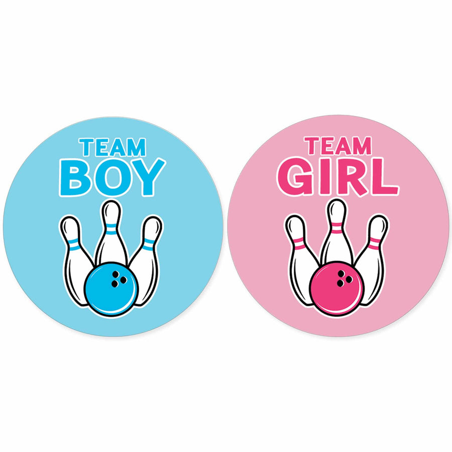 Bowling: Gender Reveal Party - Girl or Boy  - 40 Stickers - Distinctivs Party