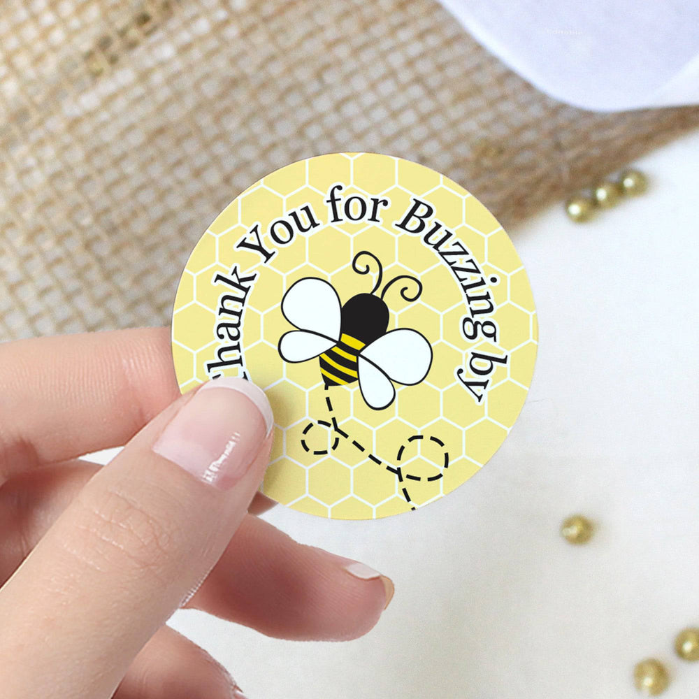 Bumble Bee: Baby Shower - Thank You For Buzzing By - 40 Stickers - Distinctivs Party