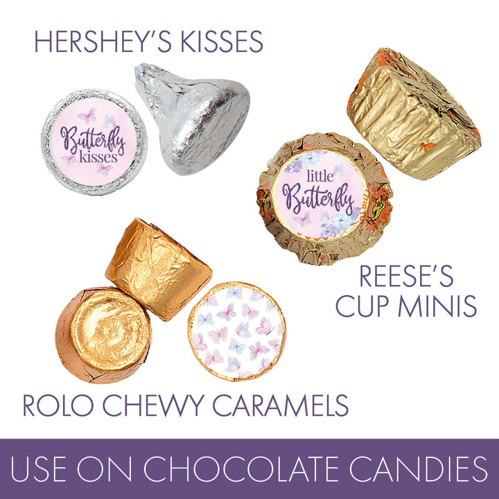 Butterfly: Baby Shower - Kiss Stickers, Spring - 180 Party Favor Labels - Distinctivs Party