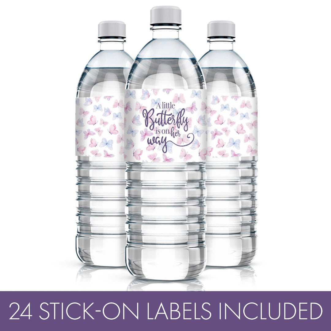 Butterfly: Baby Shower - Water Bottle Labels - Spring - 24 Stickers