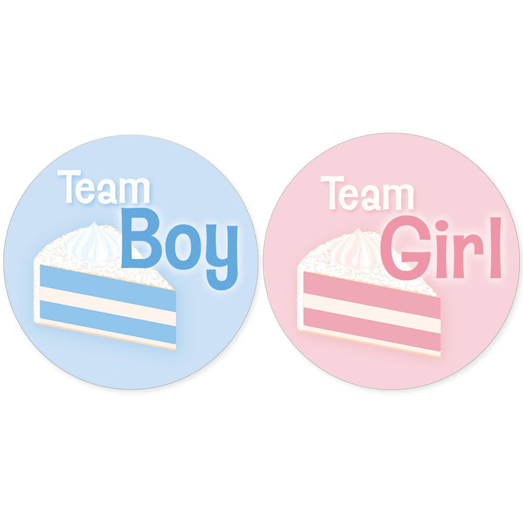 Cake Slice: Gender Reveal Party - Girl or Boy - 40 Stickers